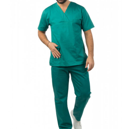 Ιατρικό Scrub set unisex πράσινο με παντελόνι και μπλούζα