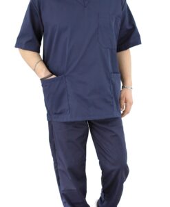 Ιατρικό Scrub set unisex blue navy με παντελόνι και μπλούζα κοντομάνικη με λαιμόκοψη τύπου V.